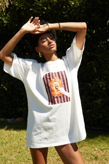 Oversized t-shirt υπόλευκο - Image 2