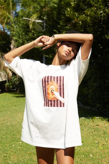 Oversized t-shirt υπόλευκο - Image 3